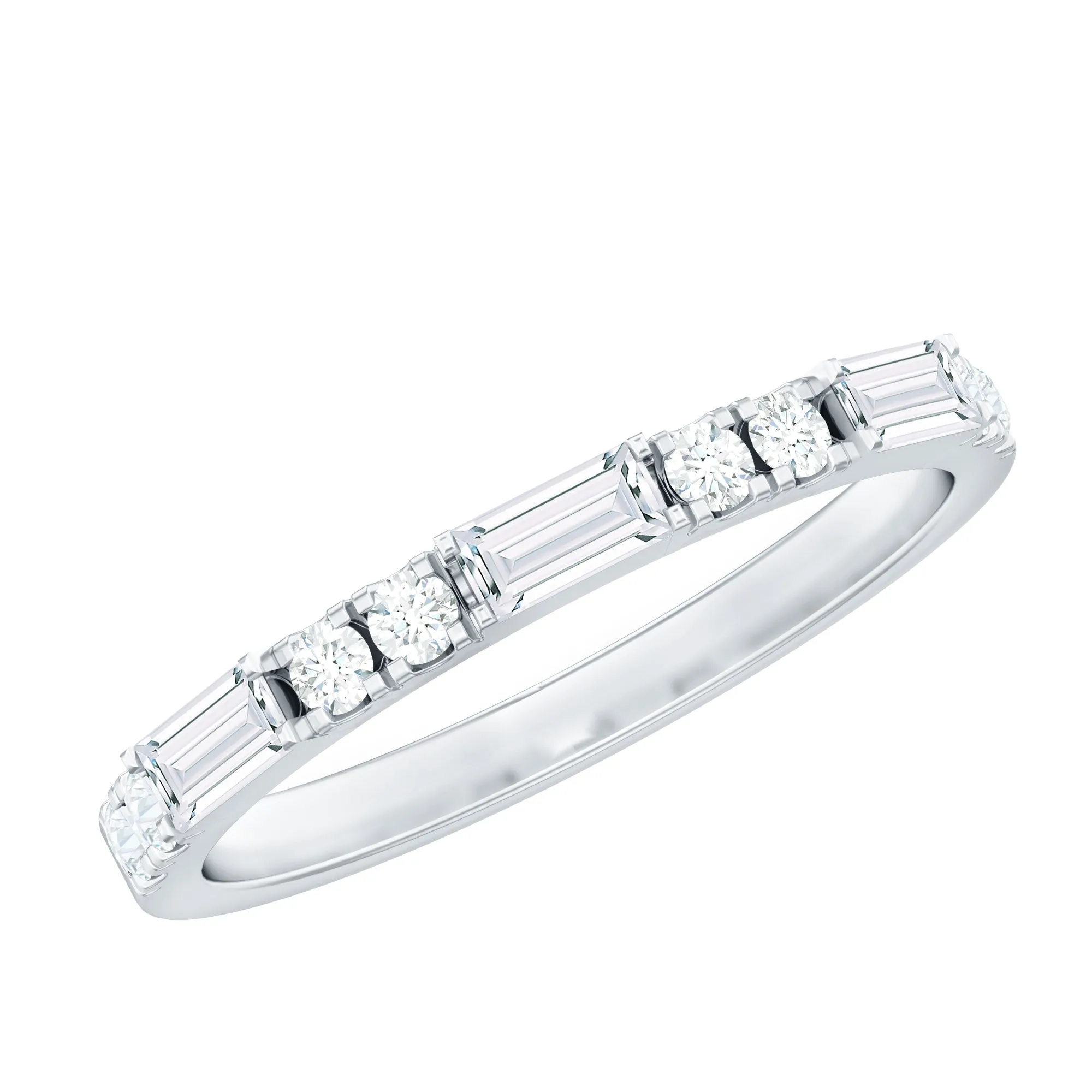 0.25 CT Baguette and Round Cut Moissanite Stackable Ring