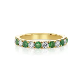 0.45 Carat Emerald and 0.50 Carat Diamond 14K Yellow Gold Band