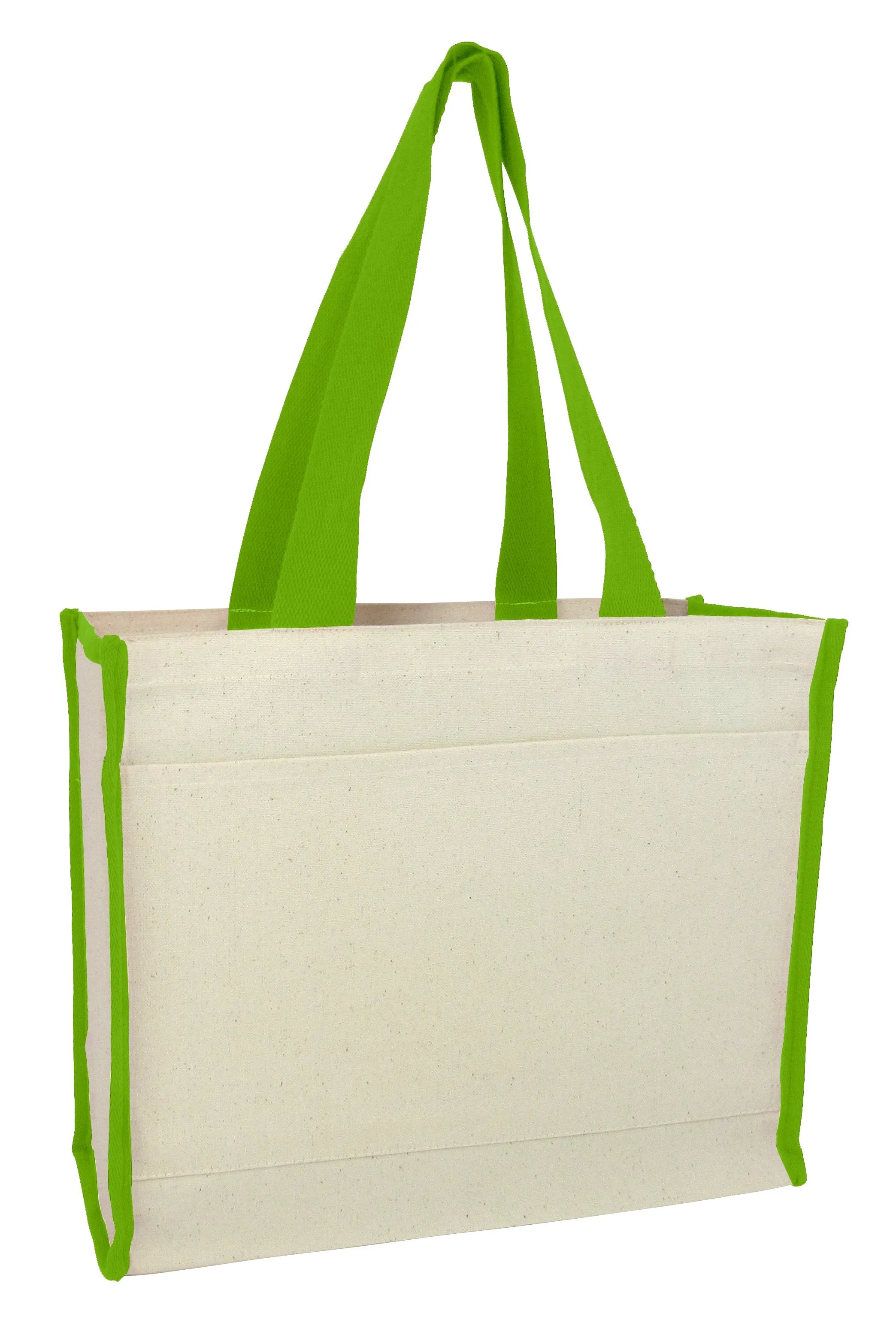 12 ct Heavy Canvas Tote Bag with Colored Trim - By Dozen