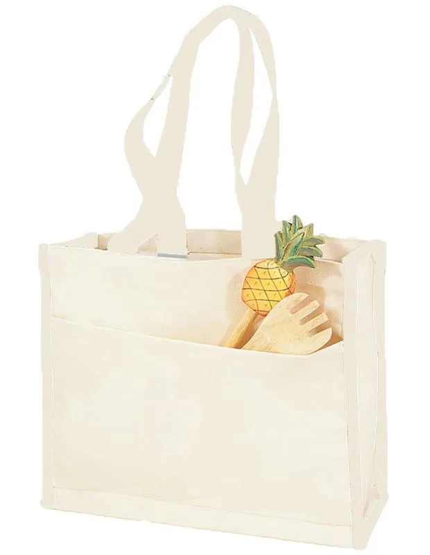 12 ct Heavy Canvas Tote Bag with Colored Trim - By Dozen