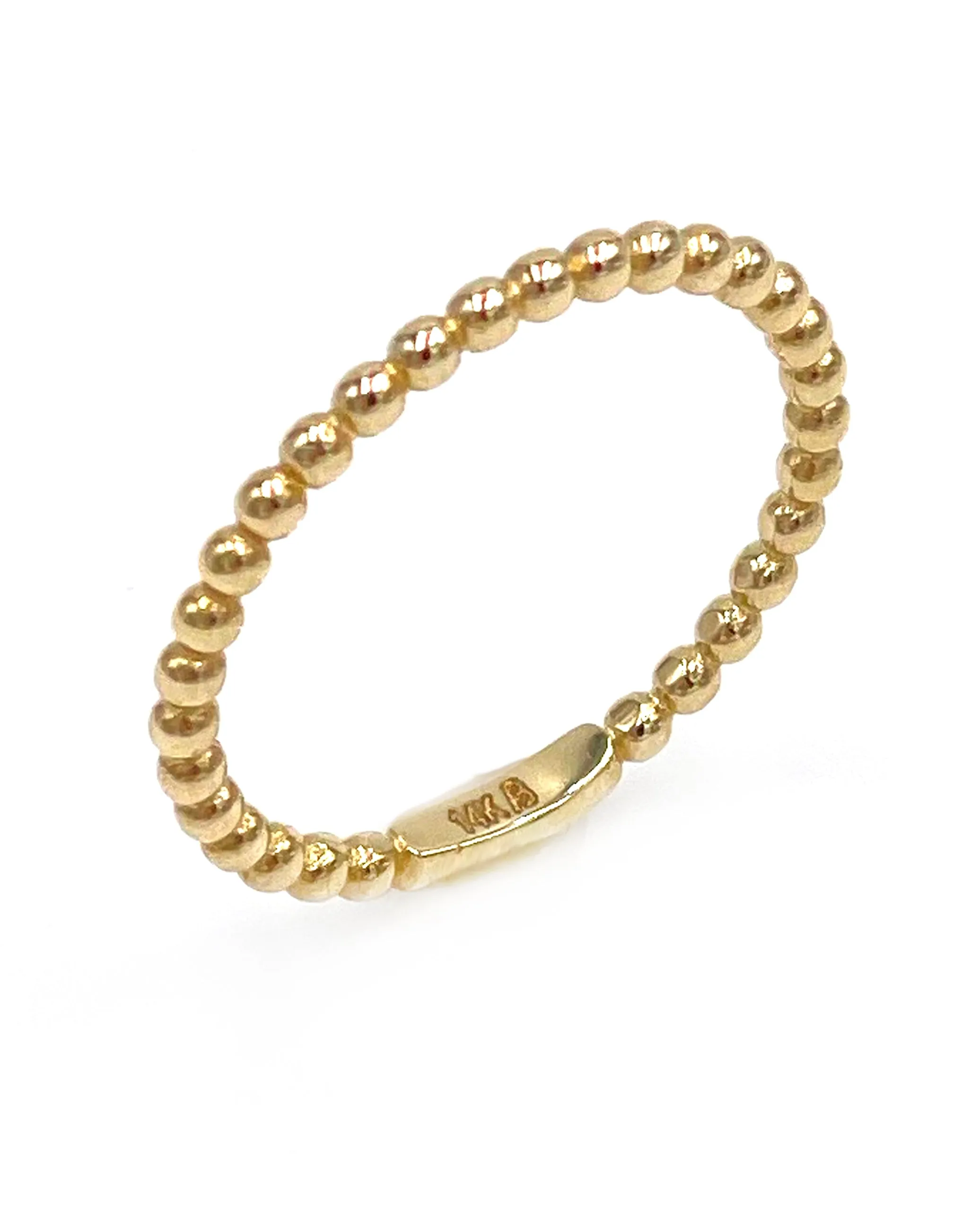 14K Yellow Gold 1.7mm Beaded Stackable Ring