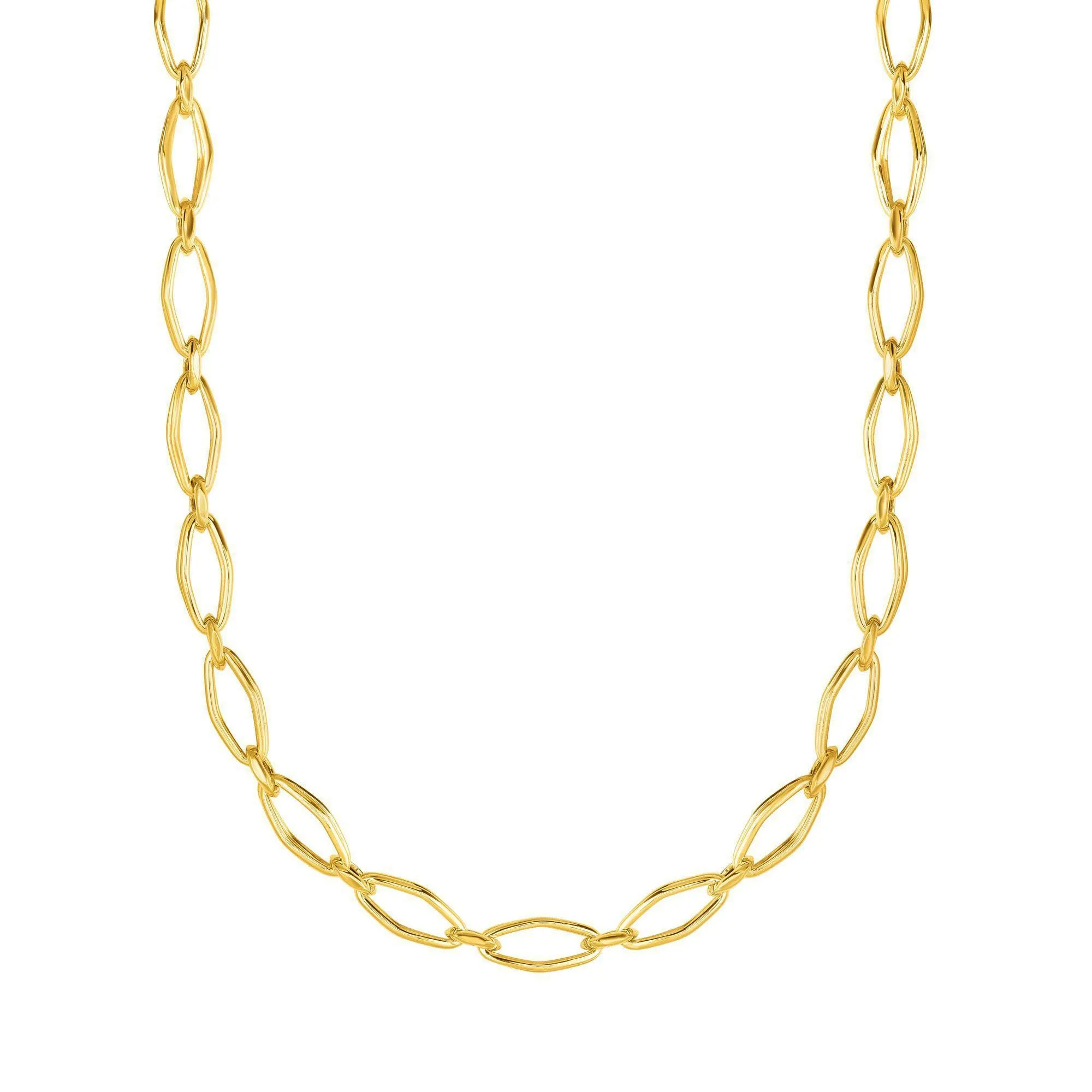 14k Yellow Gold Marquise Link Womens Necklace, 18"