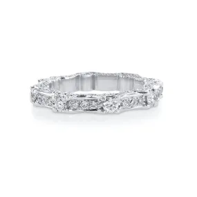 1.54 CT Round Diamond Milgrain 18K White Gold Eternity Band