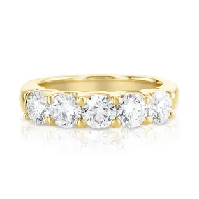 1.61 Carat Natural Diamond 5 Stone Band in 14K Yellow Gold