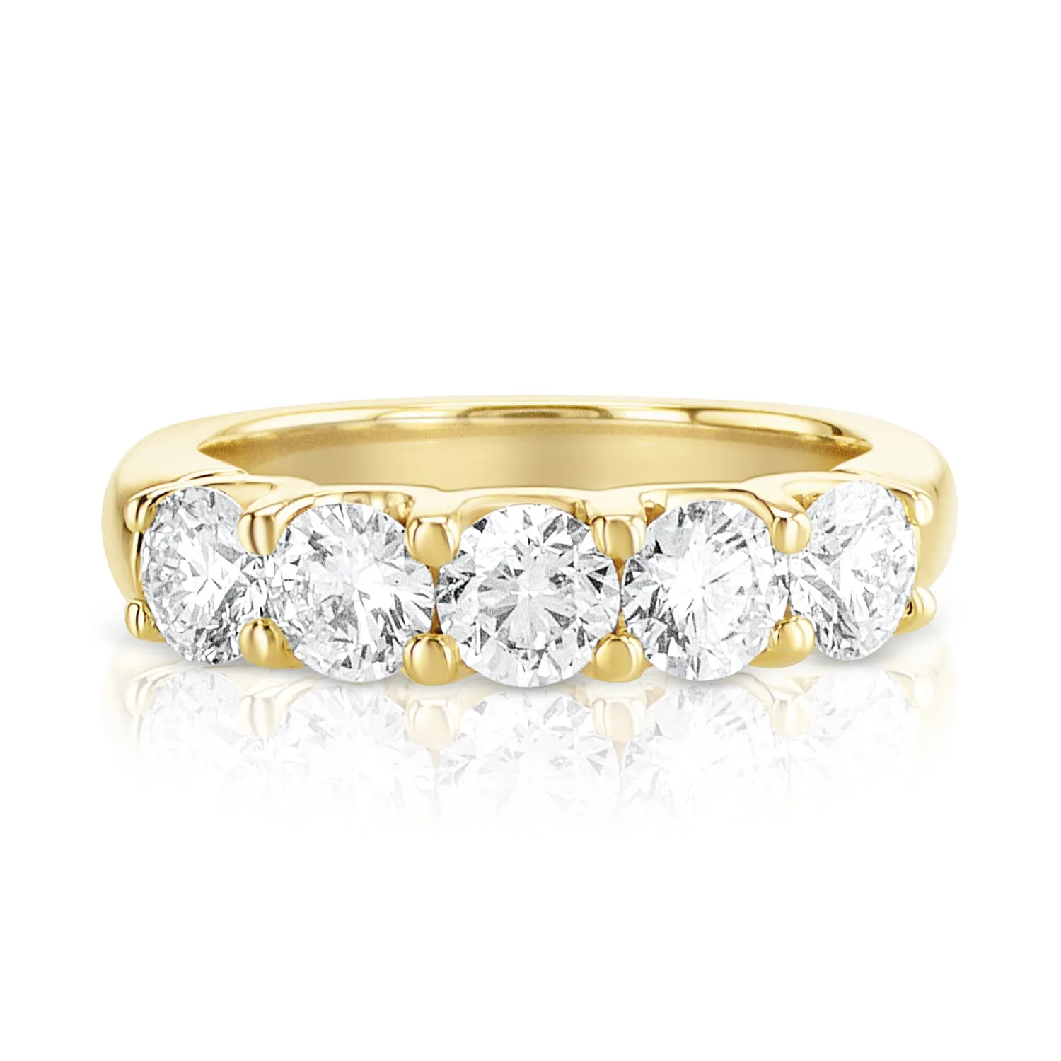 1.61 Carat Natural Diamond 5 Stone Band in 14K Yellow Gold