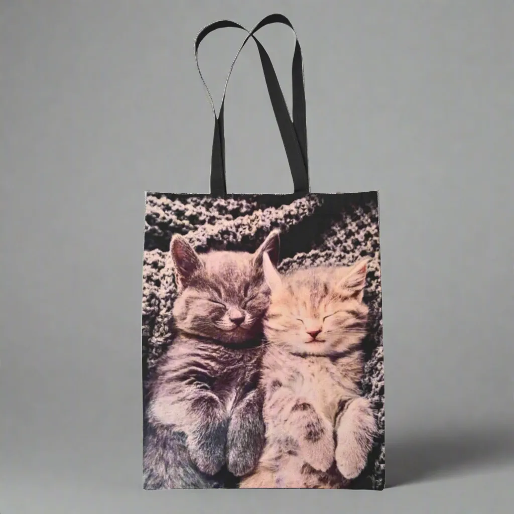 2 Kittens Snuggled Up Tote Bag