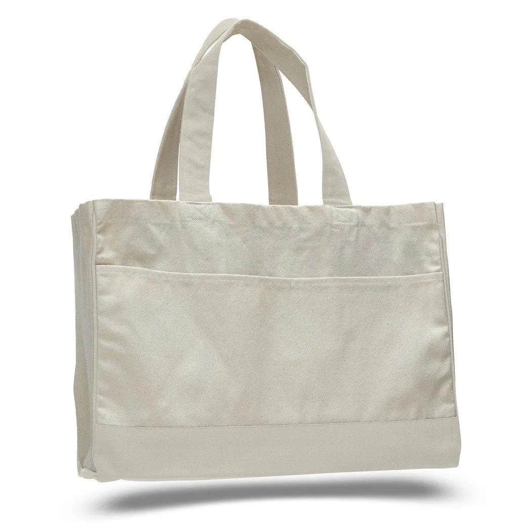 48 ct Cotton Canvas Tote Bag with Inside Zipper Pocket - By Case