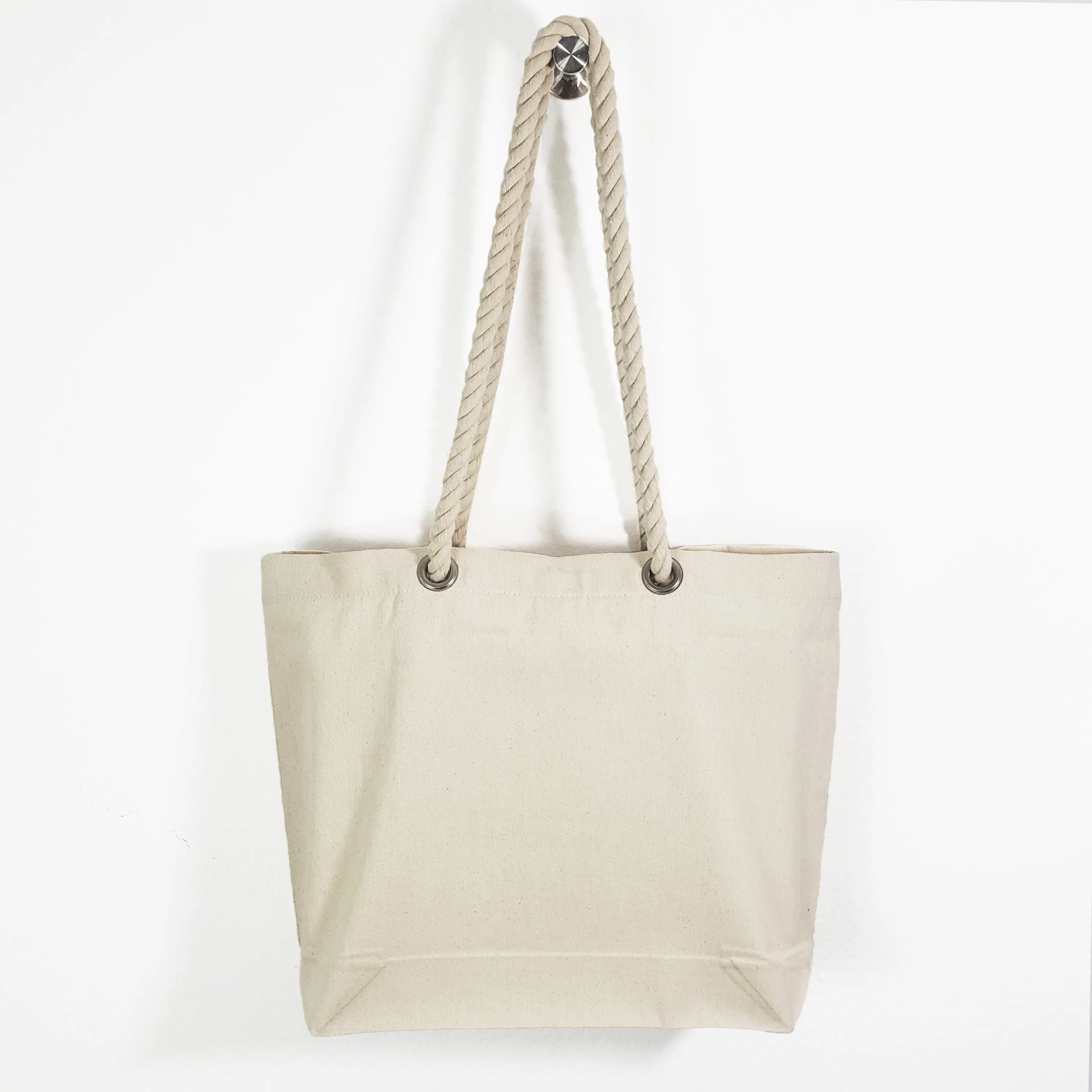 6 ct Canvas Beach Tote Bag with Fancy Rope Handles- By Bundle