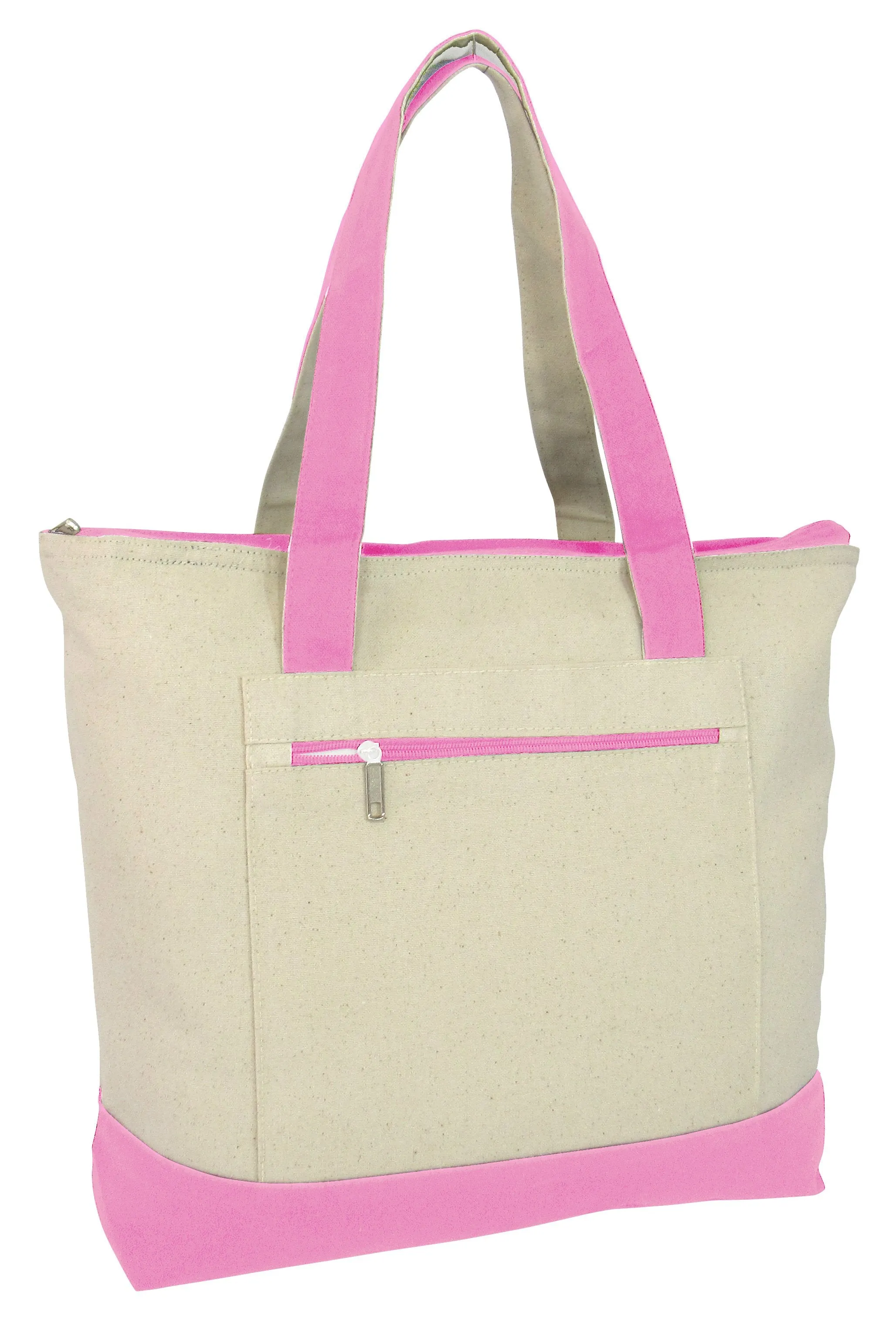 72 ct Heavy Canvas Zippered Shopping Tote Bags - By Case - Alternative Colors