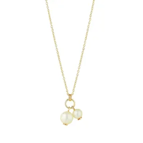 9kt Gold Double Pearl Pendant Necklace