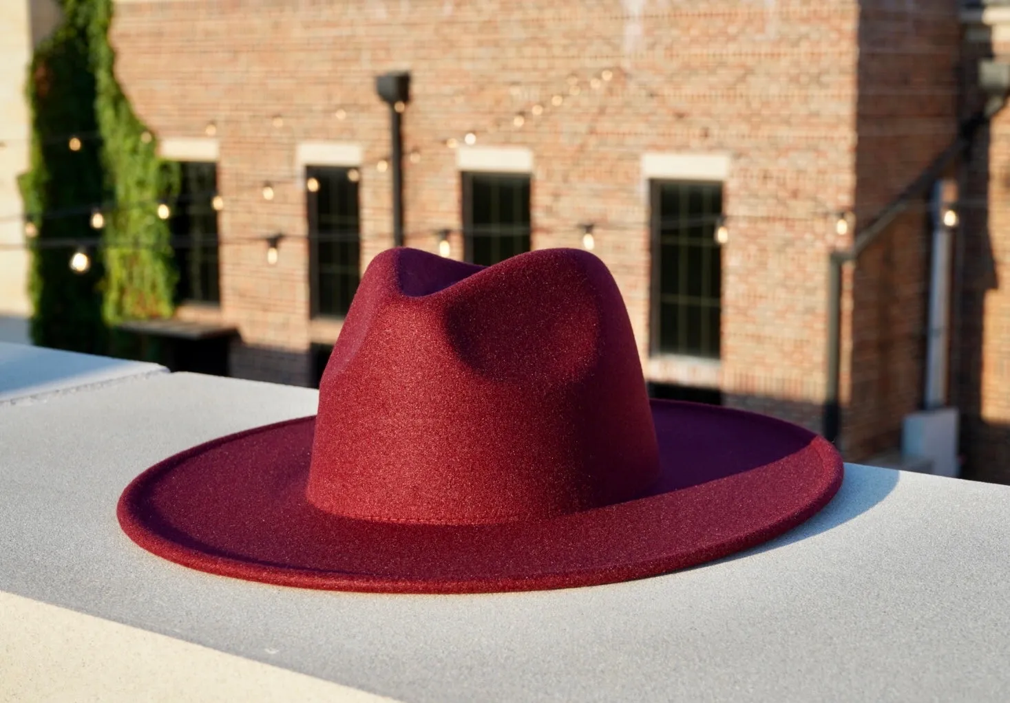 Atlanta Wide Brim Fedora - Burgundy