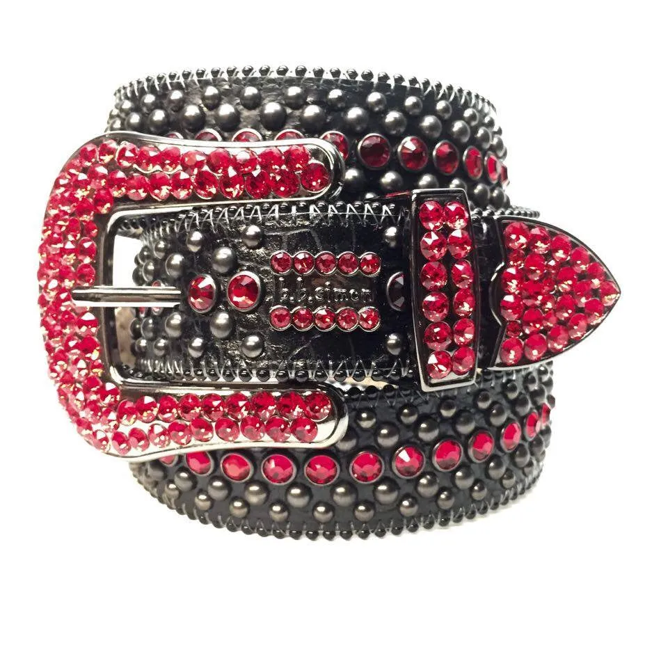 b.b. Simon Black & Red Fully Loaded Crystal Belt