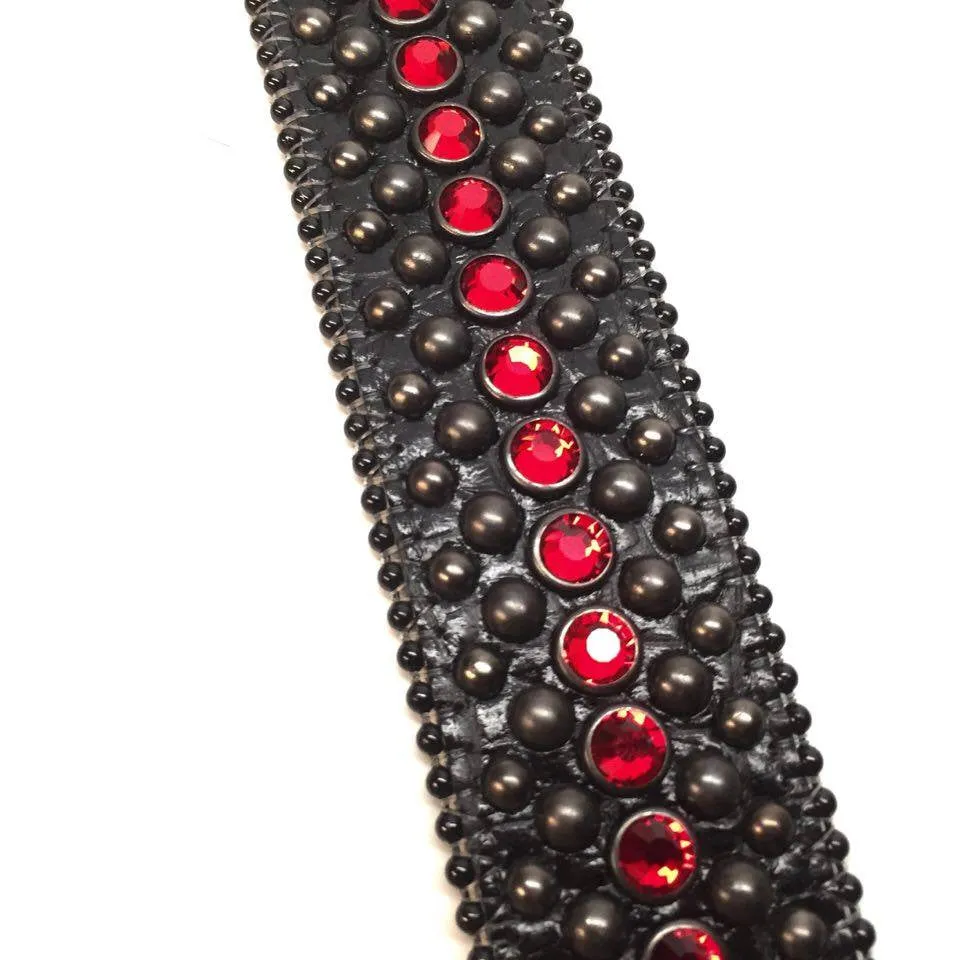 b.b. Simon Black & Red Fully Loaded Crystal Belt