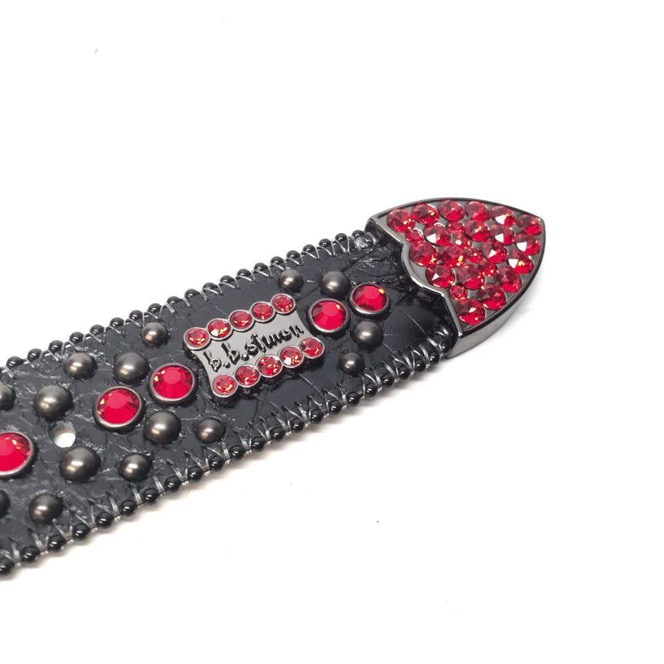 b.b. Simon Black & Red Fully Loaded Crystal Belt