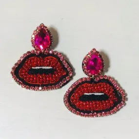 Beaded Kiss Statement Earrings