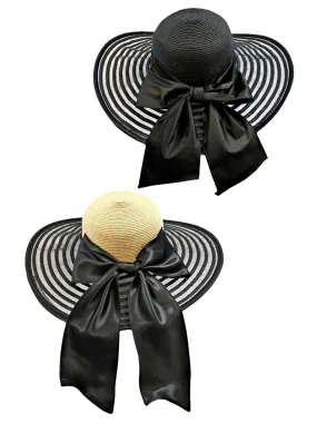 Beautiful 2-Pack Wide Brim Floppy Hat With Satin Bow