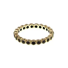 Bezel Black Diamond Band, Yellow Gold