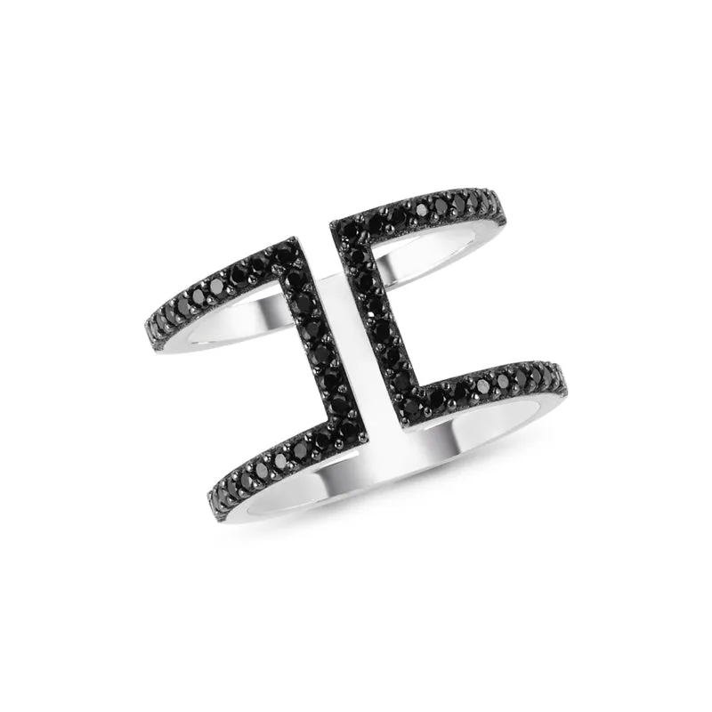 Black Ires Dainty Double Band Silver Stackable Ring