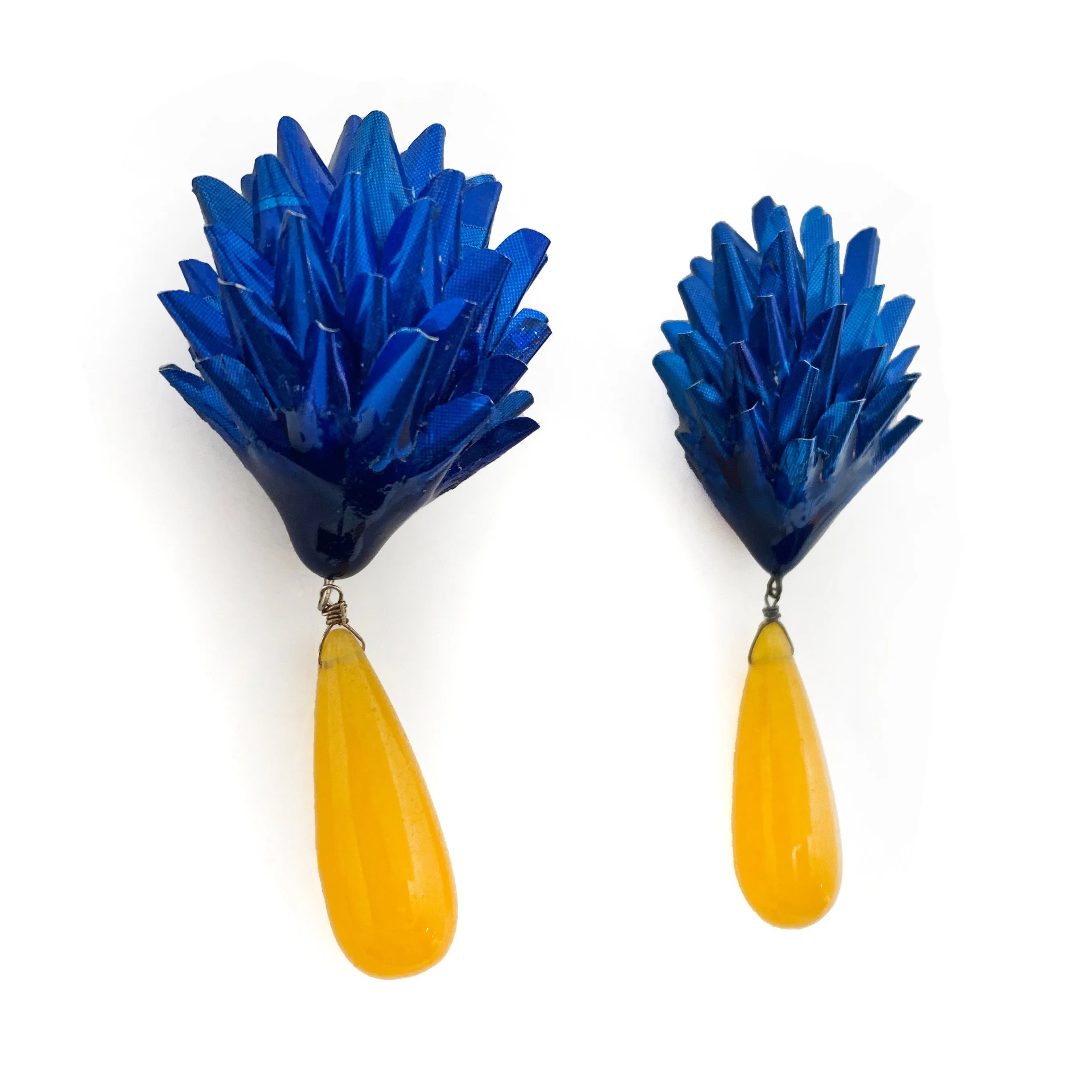 Blue and Yellow Aluminum Earrings