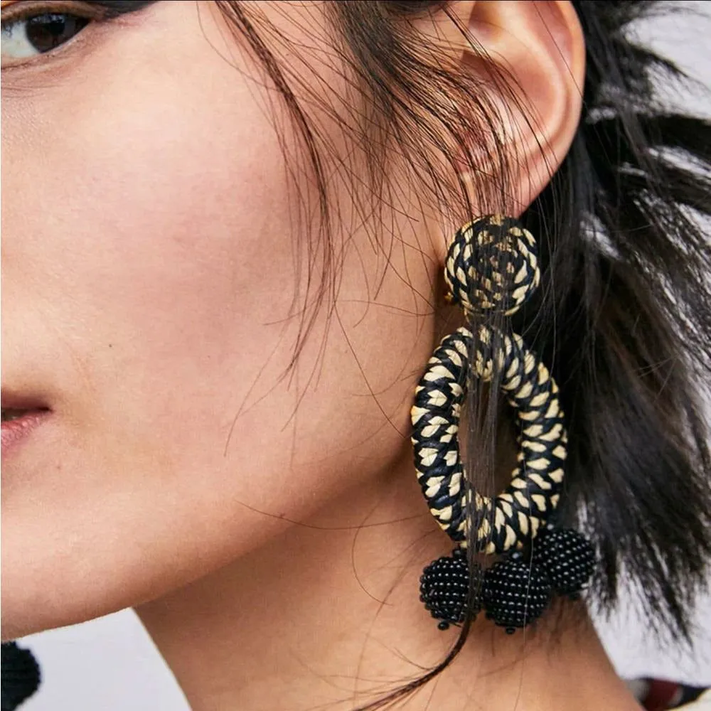 Bohemian ‘Pom-Pom’ Statement Tassel Drop Earrings