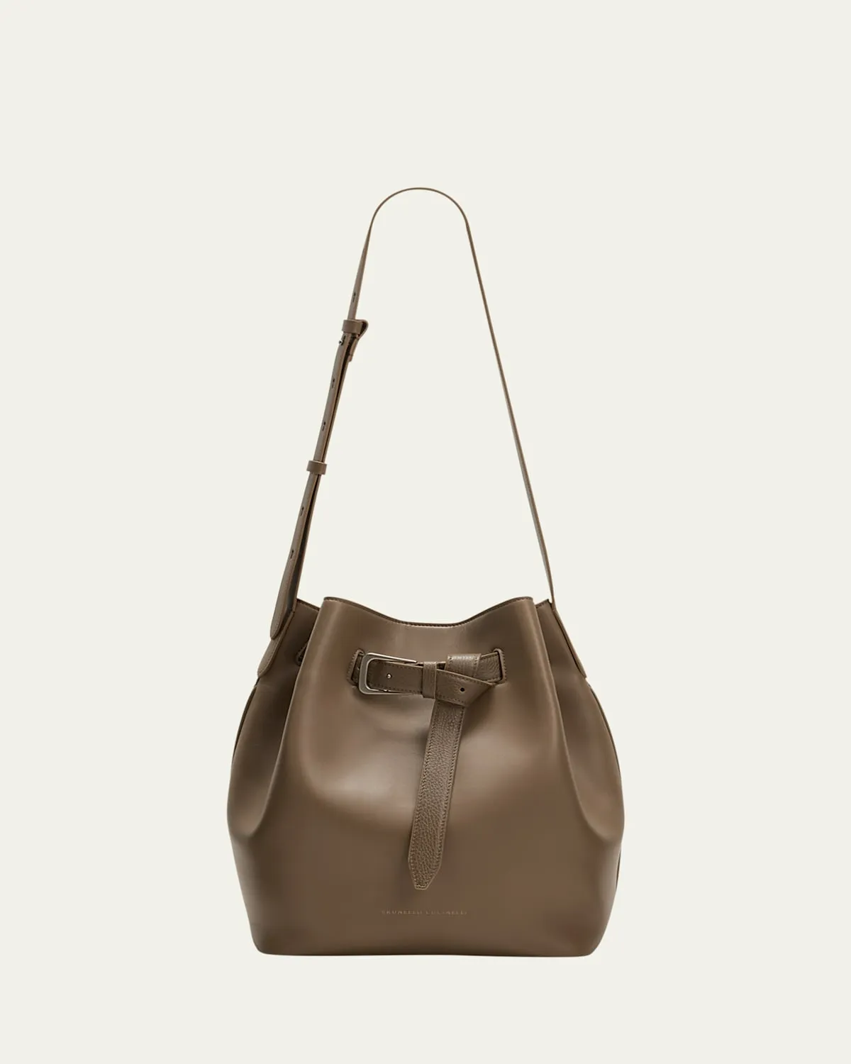 Buckle Leather Bucket Bag