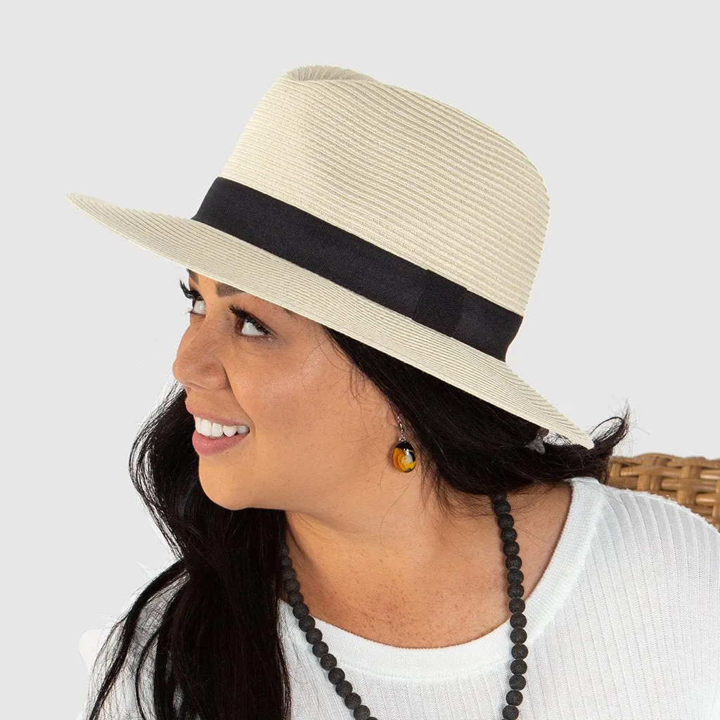 Cancer Council Unisex Cafe Fedora - Ivory/Black