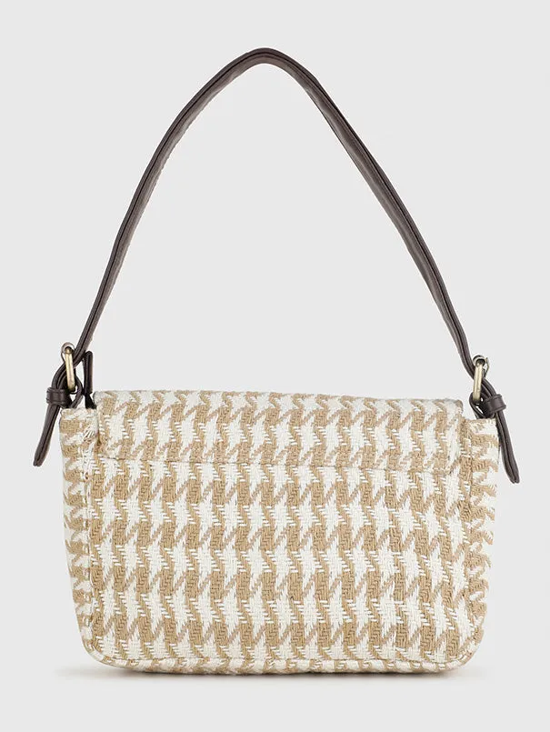 Chavvi Chevron Beige Baguette Bag