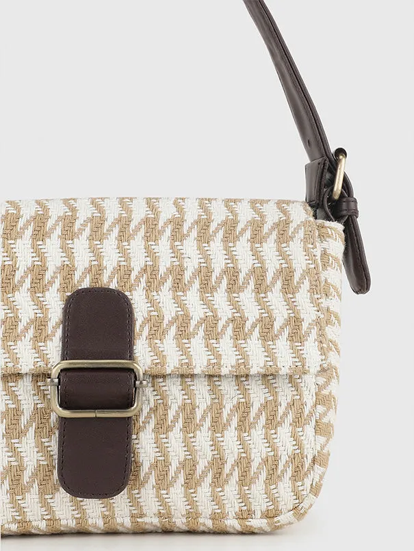 Chavvi Chevron Beige Baguette Bag