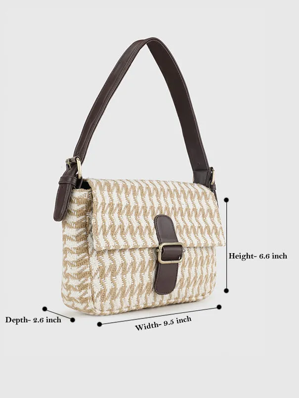 Chavvi Chevron Beige Baguette Bag