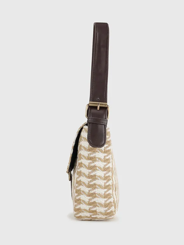 Chavvi Chevron Beige Baguette Bag