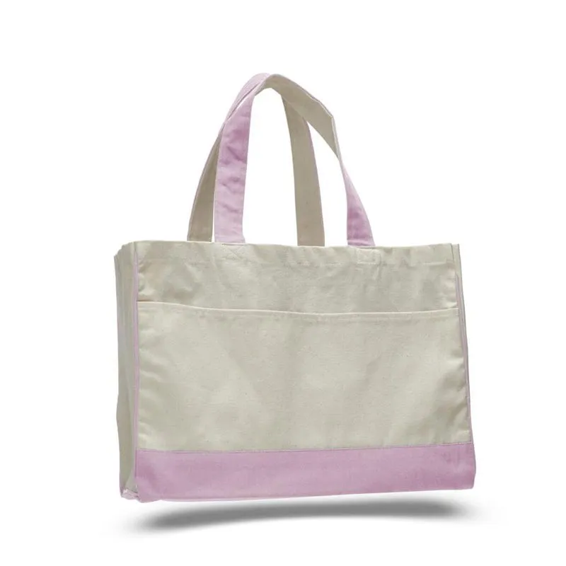 Custom Standard Cotton Canvas Tote Bag With Inside Zipper Pocket