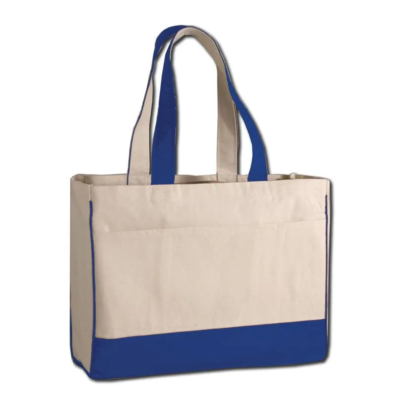 Custom Standard Cotton Canvas Tote Bag With Inside Zipper Pocket