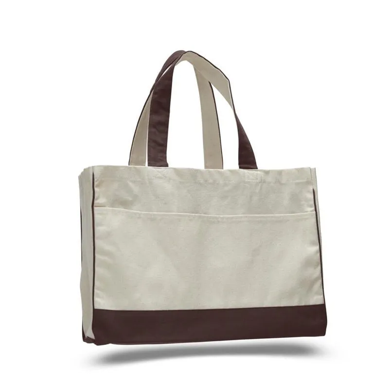 Custom Standard Cotton Canvas Tote Bag With Inside Zipper Pocket