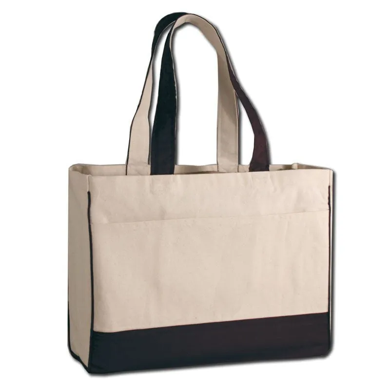 Custom Standard Cotton Canvas Tote Bag With Inside Zipper Pocket