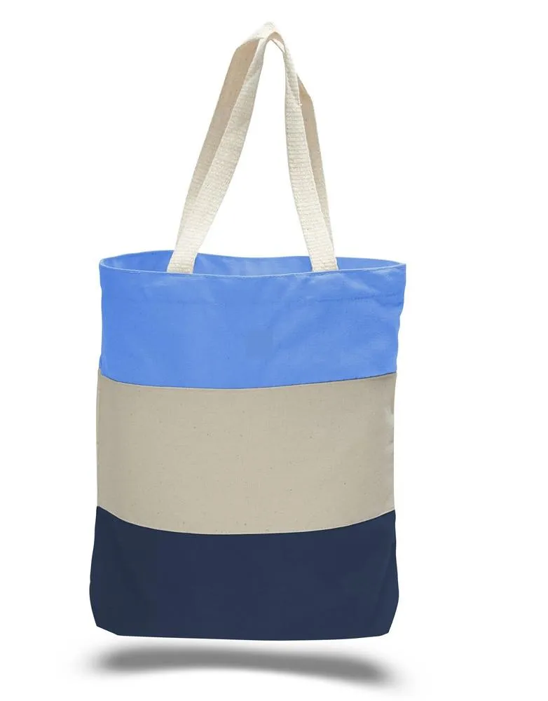 Custom Tri Color Promotional Canvas Tote Bag