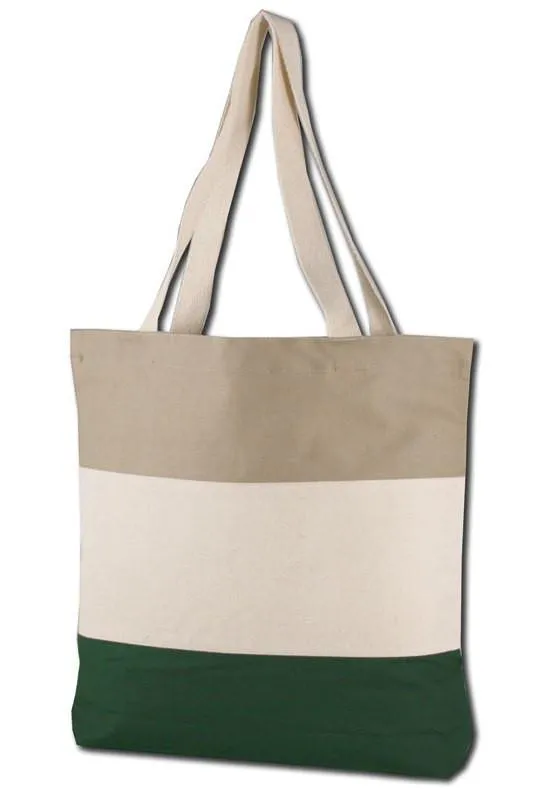 Custom Tri Color Promotional Canvas Tote Bag