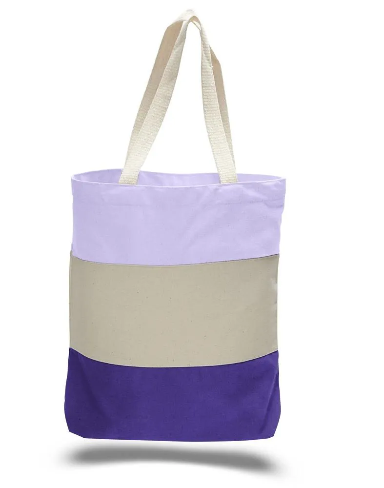 Custom Tri Color Promotional Canvas Tote Bag