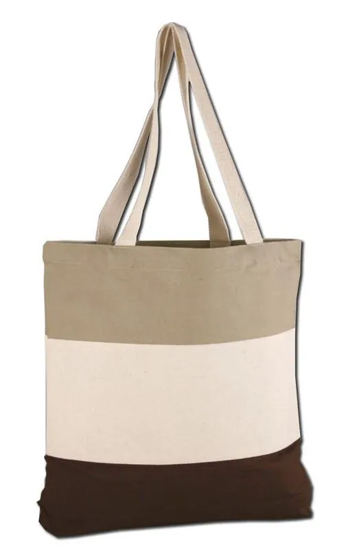 Custom Tri Color Promotional Canvas Tote Bag