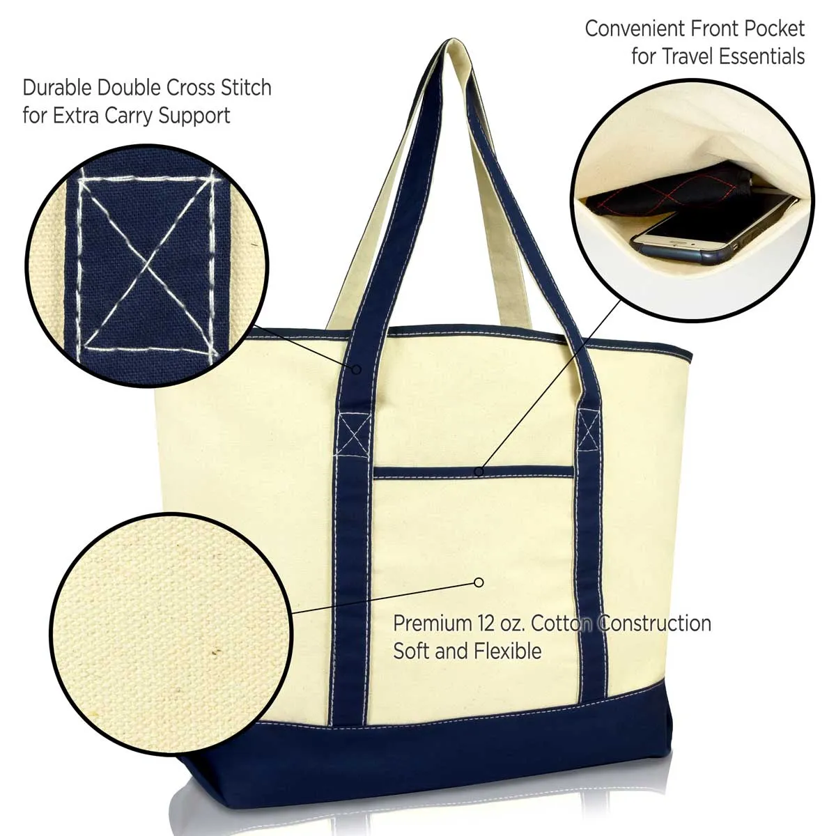 Dalix 22" Soft Canvas Tote Bag