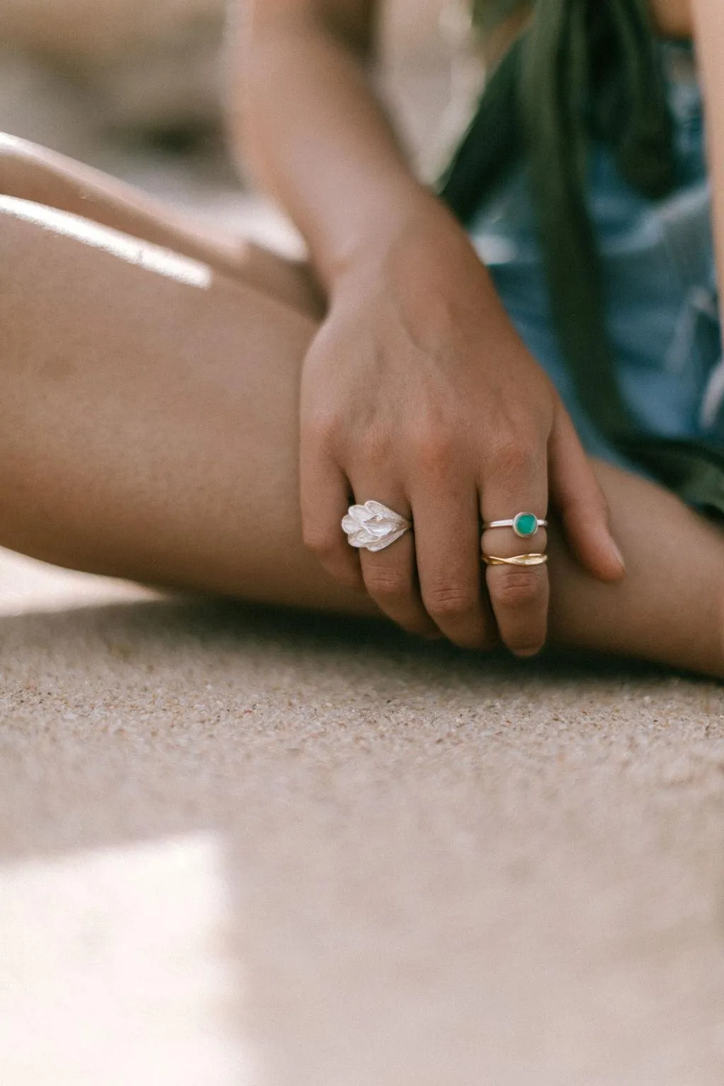 faceted chrysoprase stackable ring