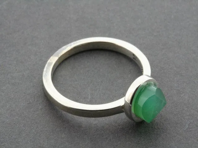 faceted chrysoprase stackable ring