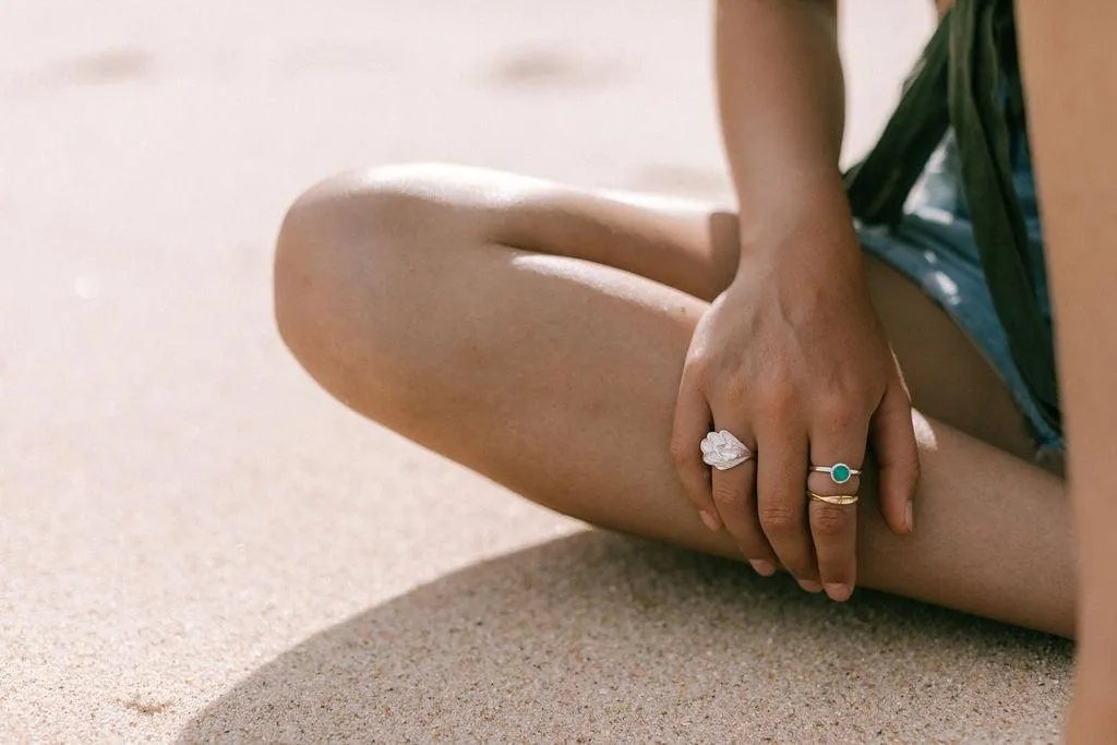 faceted chrysoprase stackable ring