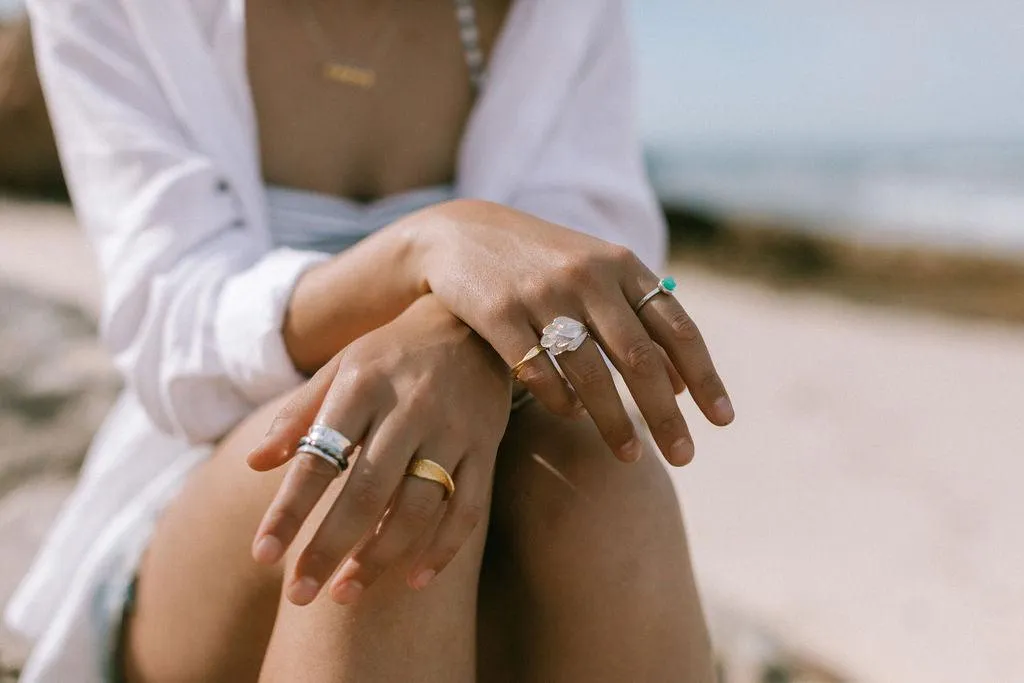 faceted chrysoprase stackable ring