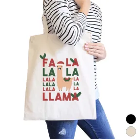 Falala Llama Canvas Shoulder Bag Cute Christmas Gift Tote For Teens