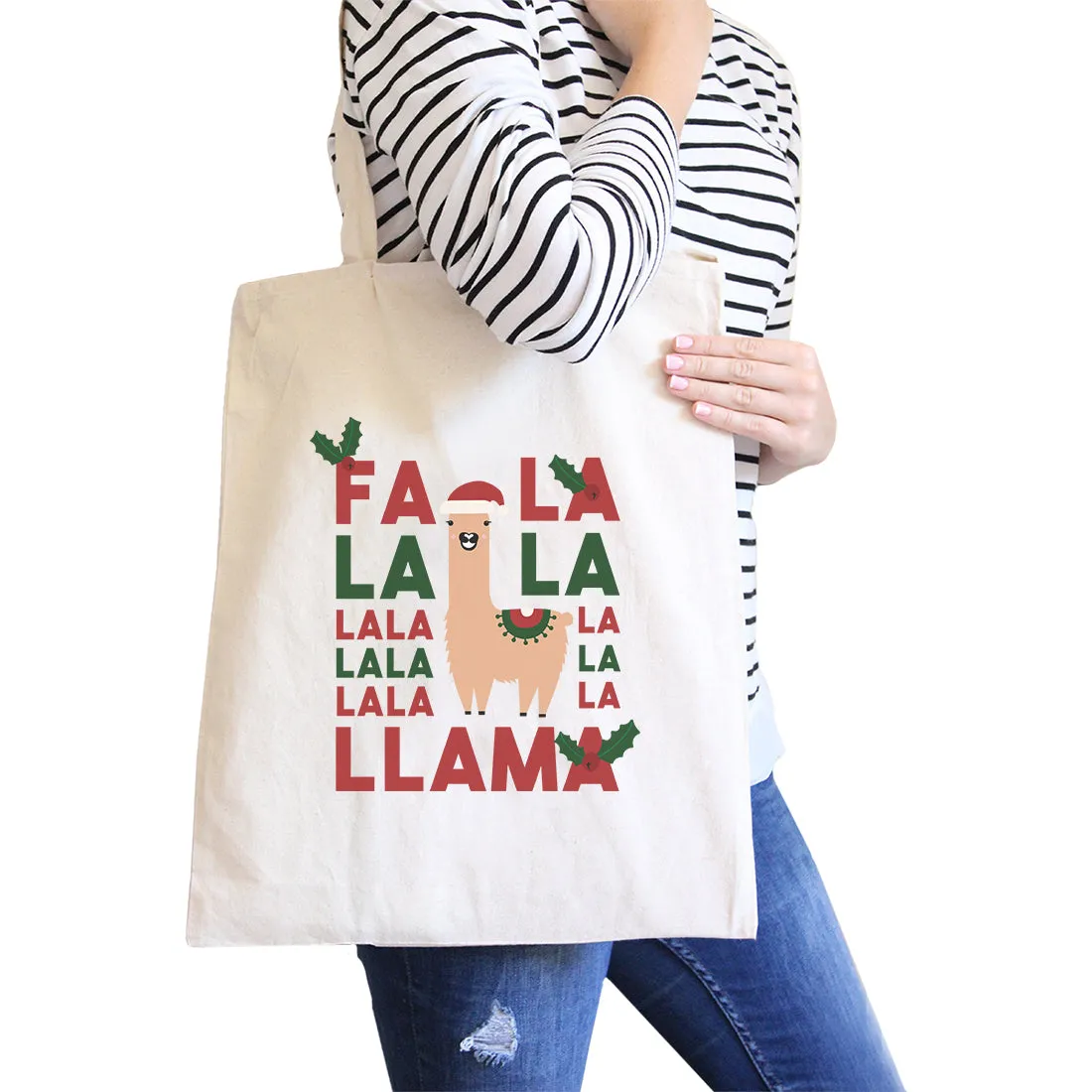 Falala Llama Canvas Shoulder Bag Cute Christmas Gift Tote For Teens