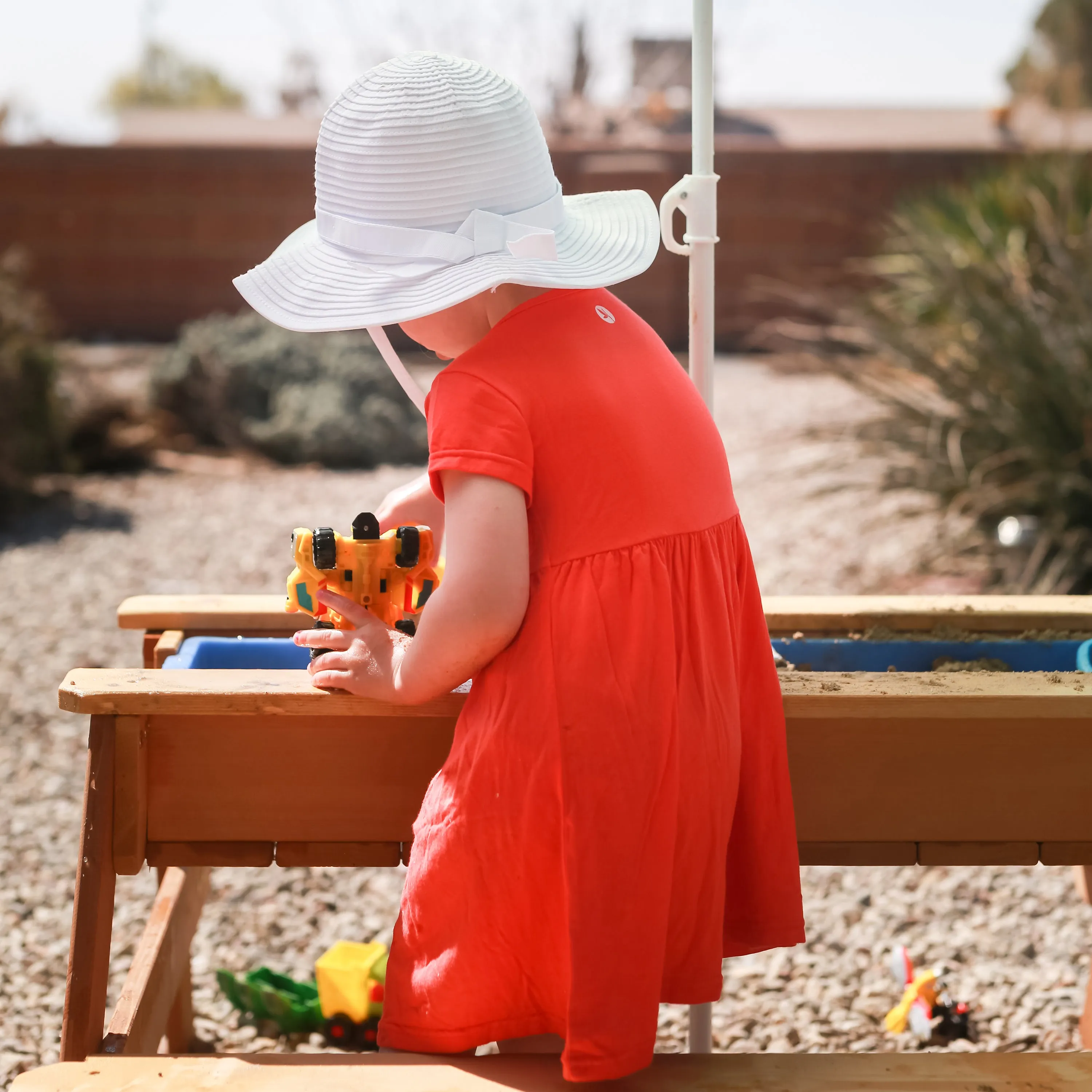 Girls Wide Brim Sun Hat - White