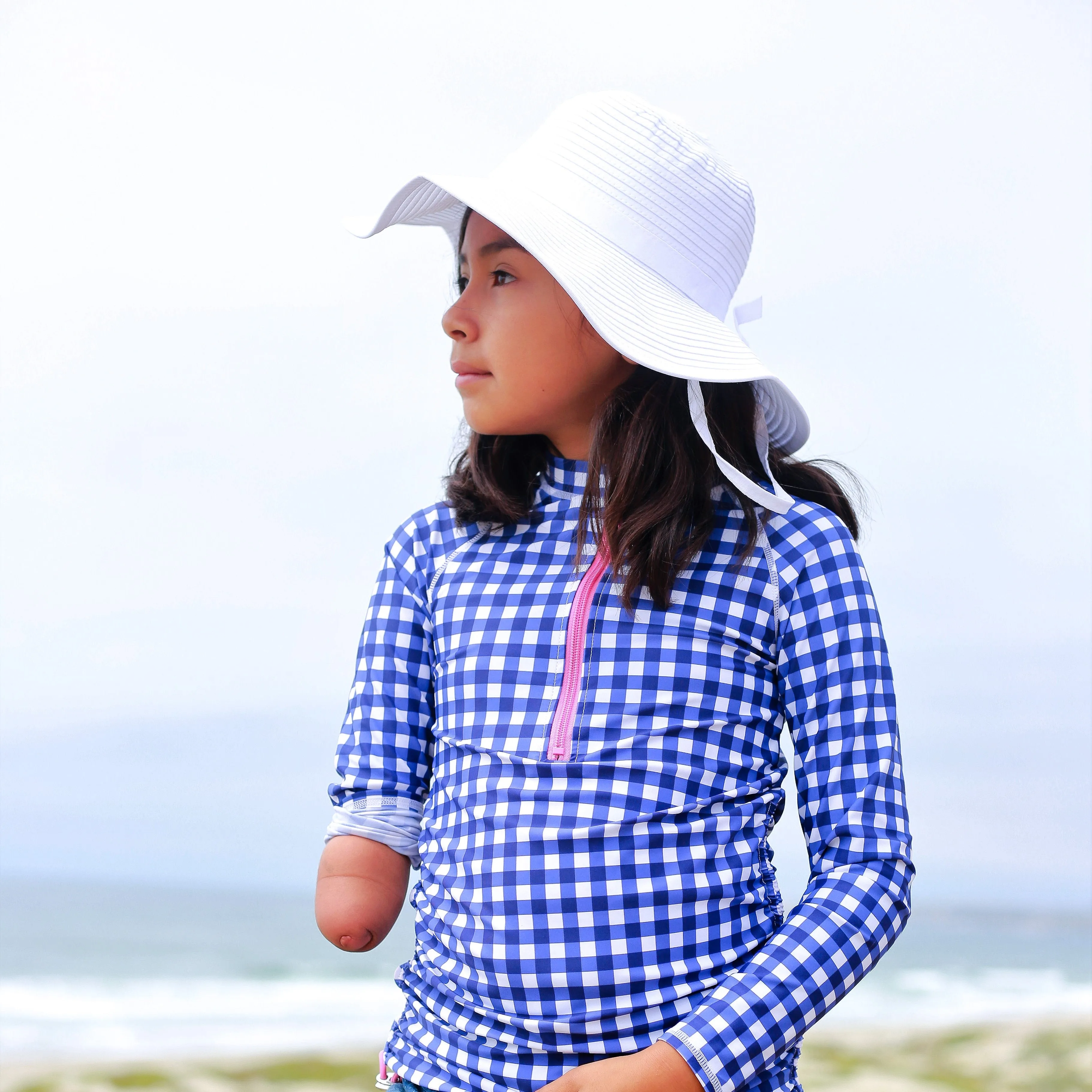 Girls Wide Brim Sun Hat - White