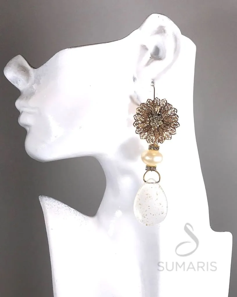 GOLD MUMS OOAK STATEMENT EARRINGS