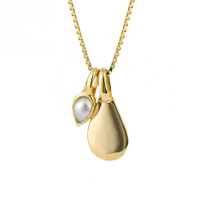 Gold Plated Birthstone Cabochon Pearl Pendant P5184