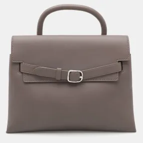 Grey Leather Attica Top Handle Bag